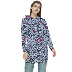 Gothic Leaf Pattern 6 Women s Long Oversized Pullover Hoodie by violetheavensky