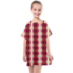 Retro 60s 50s Plaid Pattern 4 Kids  One Piece Chiffon Dress by violetheavensky