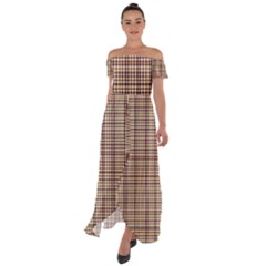 Retro 60s 50s Plaid Pattern 3 Off Shoulder Open Front Chiffon Dress by violetheavensky