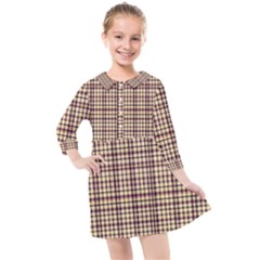 Retro 60s 50s Plaid Pattern 3 Kids  Quarter Sleeve Shirt Dress by violetheavensky
