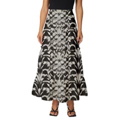 Gothic Leaf Pattern 4 Tiered Ruffle Maxi Skirt by violetheavensky