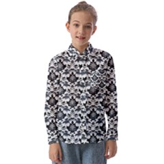 Gothic Leaf Pattern Kids  Long Sleeve Shirt by violetheavensky