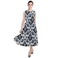 Gothic Leaf Pattern Round Neck Boho Dress by violetheavensky