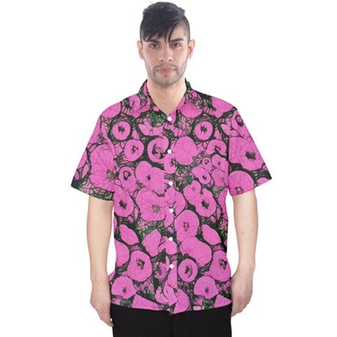 Mid Century Retro Floral 1970s 1960s Pattern 100 Men s Hawaii Shirt by violetheavensky