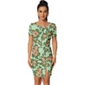 Retro 1880s Flowers Pattern 5 Fitted Knot Split End Bodycon Dress View1