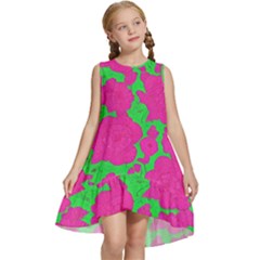 Mid Century Retro Floral 1970s 1960s Pattern 98 Kids  Frill Swing Dress by violetheavensky