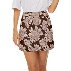 Mid Century Retro Floral 1970s 1960s Pattern 106 Mini Front Wrap Skirt by violetheavensky