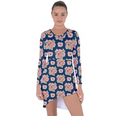 Retro 1880s Flowers Pattern 7 Asymmetric Cut-out Shift Dress by violetheavensky
