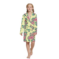 Retro 1880s Flowers Pattern 8 Kids  Long Sleeve Velvet Lounge Robe by violetheavensky
