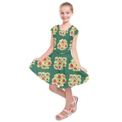 Retro 1880s Flowers Pattern 6 Kids  Short Sleeve Dress by violetheavensky