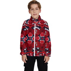 Mid Century Retro Floral 1970s 1960s Pattern 105 Kids  High Neck Windbreaker by violetheavensky