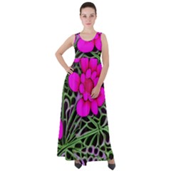 Mid Century Retro Floral 1970s 1960s Pattern 99 Empire Waist Velour Maxi Dress by violetheavensky