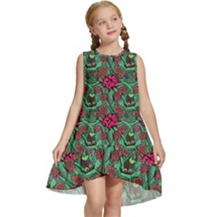 Retro 1880s Flowers Pattern 3 Kids  Frill Swing Dress by violetheavensky