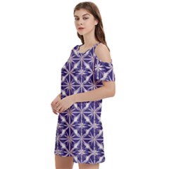 Royal Fractal Pattern 4 Women s Cold Shoulder Round Neck Mini Dress by violetheavensky