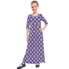 Royal Fractal Pattern 4 Kids  Quarter Sleeve Maxi Dress by violetheavensky