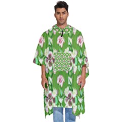 Retro 1880s Flowers Pattern 4 Men s Hooded Rain Ponchos by violetheavensky