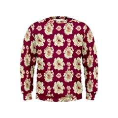Retro 1880s Flowers Pattern Kids  Sweatshirt by violetheavensky