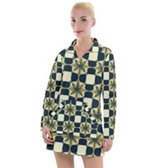 Royal Fractal Pattern Women s Long Sleeve Casual Dress by violetheavensky