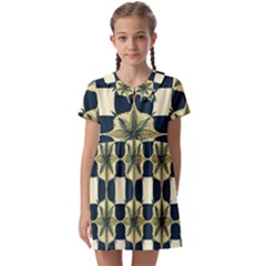 Royal Fractal Pattern Kids  Asymmetric Collar Dress by violetheavensky