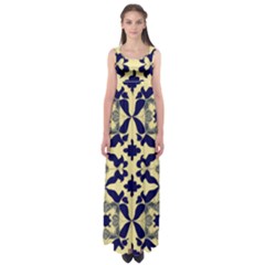 Royal Fractal Pattern 3 Empire Waist Maxi Dress by violetheavensky