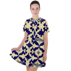 Royal Fractal Pattern 3 Short Sleeve Shoulder Cut Out Dress  by violetheavensky