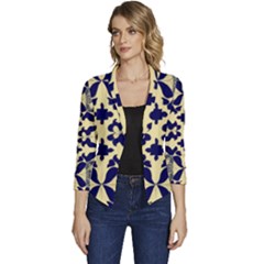 Royal Fractal Pattern 3 Women s Casual 3/4 Sleeve Spring Jacket by violetheavensky