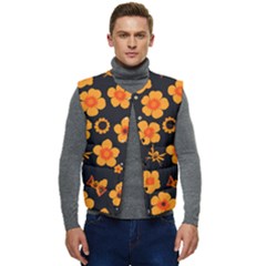 Retro 40s 50s Flowers Pattern Halloween Men s Button Up Puffer Vest	 by violetheavensky