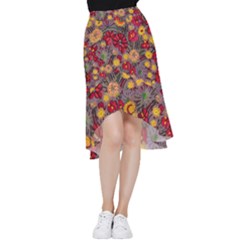 Mid Century Retro Floral 1970s 1960s Pattern 90 Frill Hi Low Chiffon Skirt by violetheavensky