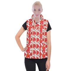 Mid Century Retro Floral 1970s 1960s Pattern 91 Women s Button Up Vest by violetheavensky