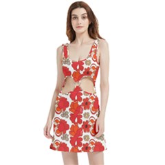 Mid Century Retro Floral 1970s 1960s Pattern 91 Velour Cutout Dress by violetheavensky