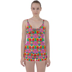 Retro 40s 50s Mexico Flowers Pattern Tie Front Two Piece Tankini by violetheavensky