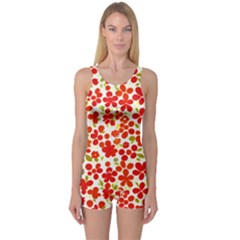 Mid Century Retro Floral 1970s 1960s Pattern 92 One Piece Boyleg Swimsuit by violetheavensky