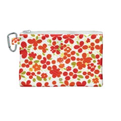 Mid Century Retro Floral 1970s 1960s Pattern 92 Canvas Cosmetic Bag (medium) by violetheavensky