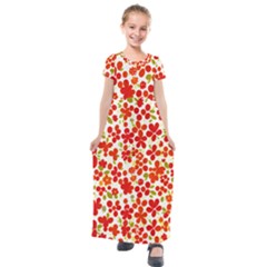 Mid Century Retro Floral 1970s 1960s Pattern 92 Kids  Short Sleeve Maxi Dress by violetheavensky