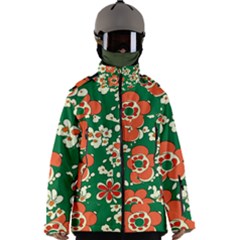 Mid Century Retro Floral 1970s 1960s Pattern 94 Men s Zip Ski And Snowboard Waterproof Breathable Jacket by violetheavensky