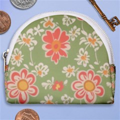 Retro 40s 50s Mexico Flowers Pattern 3 Horseshoe Style Canvas Pouch by violetheavensky