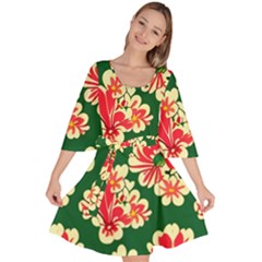 Retro 40s 50s Mexico Flowers Pattern 2 Velour Kimono Dress by violetheavensky