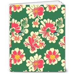 Retro 40s 50s Mexico Flowers Pattern 2 8  X 10  Softcover Notebook by violetheavensky