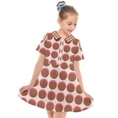 Retro 40s 50s Cupcake Pattern Kids  Short Sleeve Shirt Dress by violetheavensky