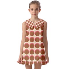 Retro 40s 50s Cupcake Pattern Kids  Pilgrim Collar Ruffle Hem Dress by violetheavensky