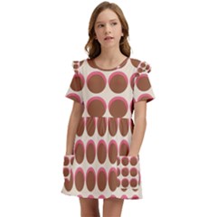 Retro 40s 50s Cupcake Pattern Kids  Frilly Sleeves Pocket Dress by violetheavensky