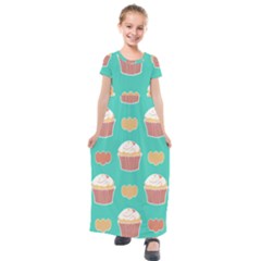 Retro 40s 50s Cupcake Pattern 3 Kids  Short Sleeve Maxi Dress by violetheavensky