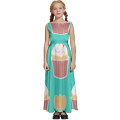 Retro 40s 50s Cupcake Pattern 3 Kids  Satin Sleeveless Maxi Dress by violetheavensky