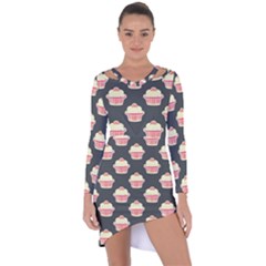 Retro 40s 50s Cupcake Pattern 4 Asymmetric Cut-out Shift Dress by violetheavensky