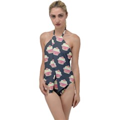 Retro 40s 50s Cupcake Pattern 4 Go With The Flow One Piece Swimsuit by violetheavensky