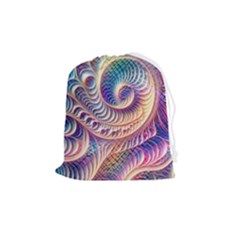 Abstract Fractal Art Swirl Pattern Drawstring Pouch (medium) by Salmanaz77