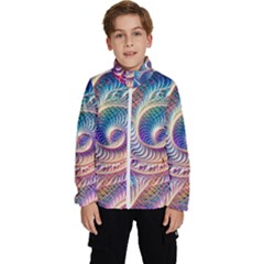 Abstract Fractal Art Swirl Pattern Kids  High Neck Windbreaker by Salmanaz77