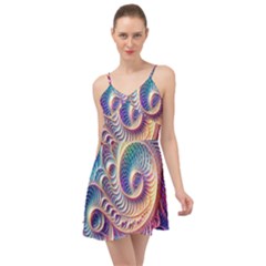 Abstract Fractal Art Swirl Pattern Summer Time Chiffon Dress by Salmanaz77