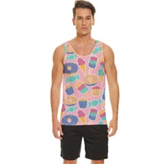 Ice Cream Donut Sweets Candie Men s Wide Collar Tank Top by Apenda