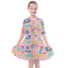 Ice Cream Donut Sweets Candie Kids  All Frills Chiffon Dress by Apenda